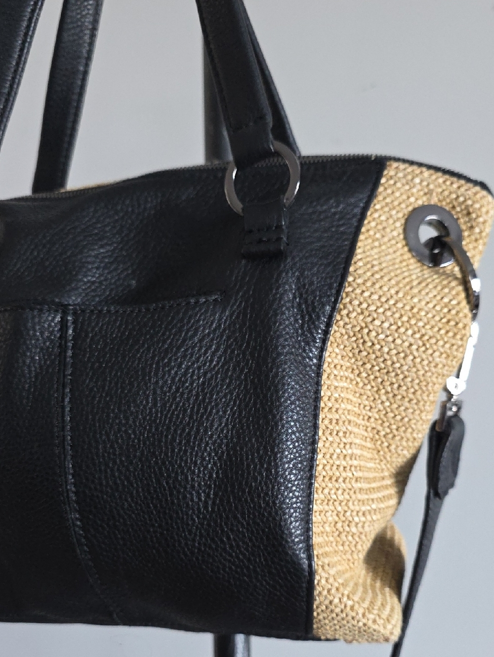 HAMMIT Daniel Chaparral Raffia Gunmetal Leather Bag - Picture 8 of 15